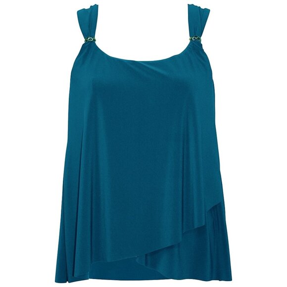 #89. Miraclesuit Plus Size Razzle Dazzle Asymmetrical-Drape Tankini Top - Nova - Picture 1 of 1